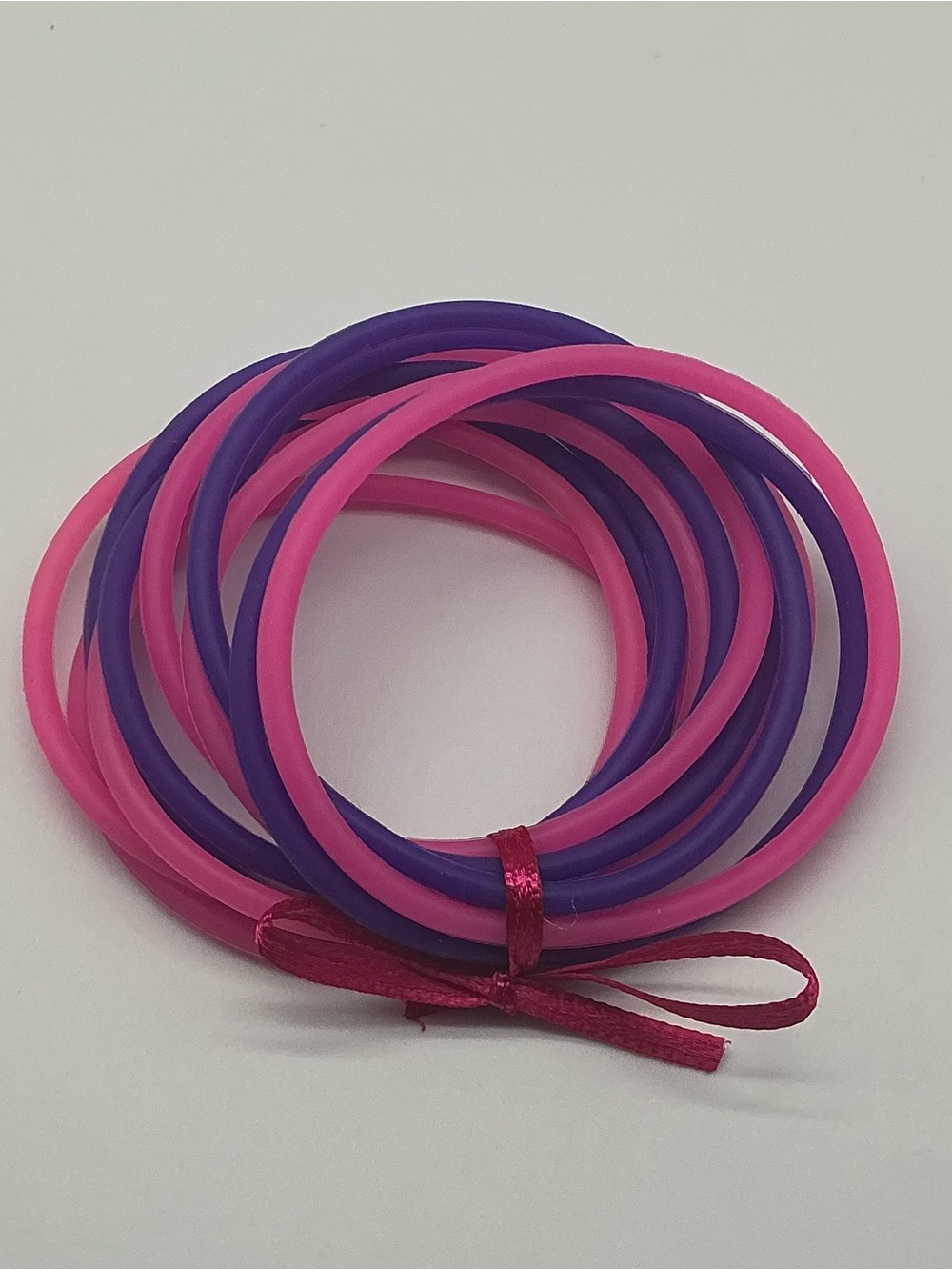 Set of 12 Pink and Purple Jelly Bracelets